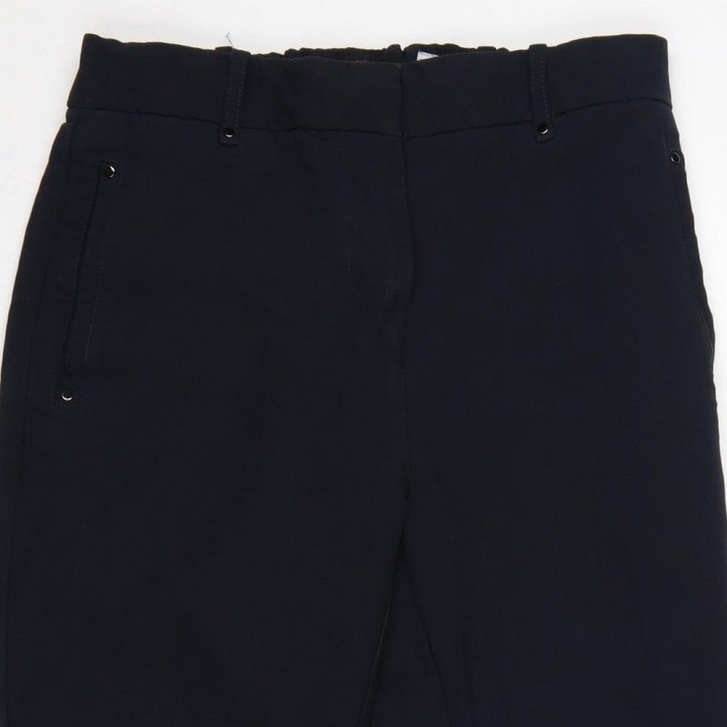 Next Women’s Navy Size 10 Tailored Straight Dress Trousers Elastic Waist