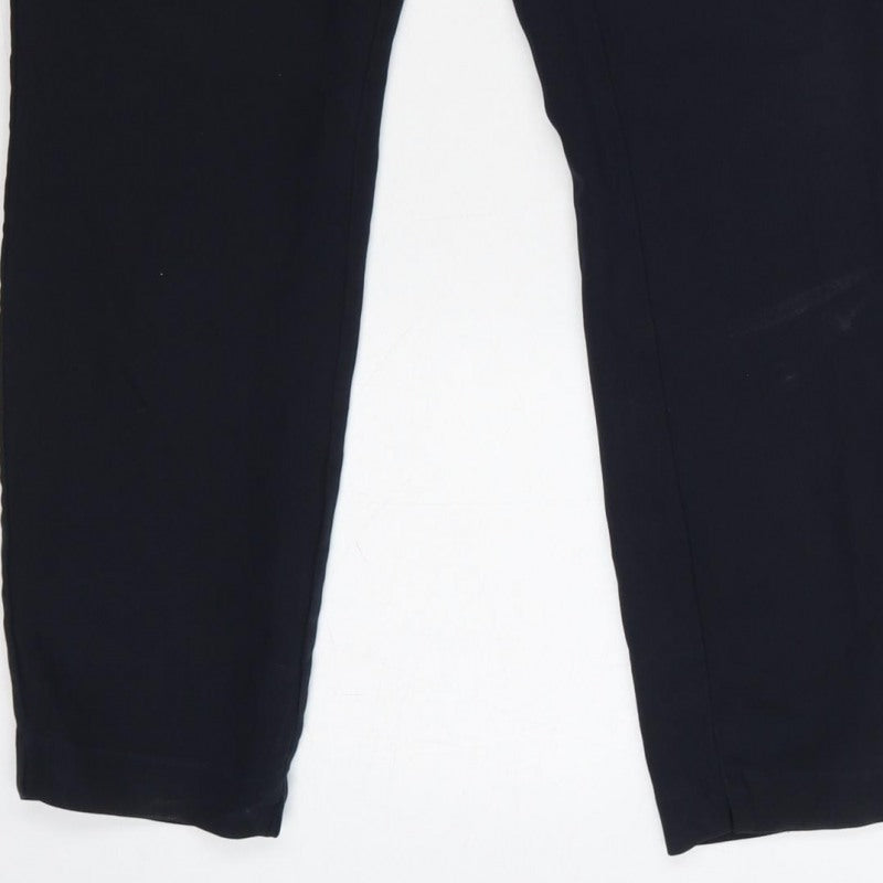 Next Women’s Navy Size 10 Tailored Straight Dress Trousers Elastic Waist