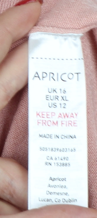 Apricot Women Pink UK 16 Tunic Pullover Mock Neck Knit Jumper Pockets