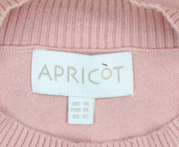 Apricot Women Pink UK 16 Tunic Pullover Mock Neck Knit Jumper Pockets