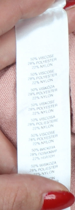 Apricot Women Pink UK 16 Tunic Pullover Mock Neck Knit Jumper Pockets