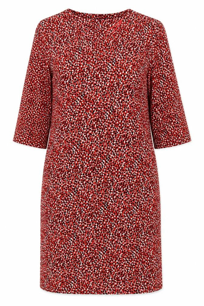 Marks & Spencer Women Red Geometric Print Size 12 Sheath Midi Dress