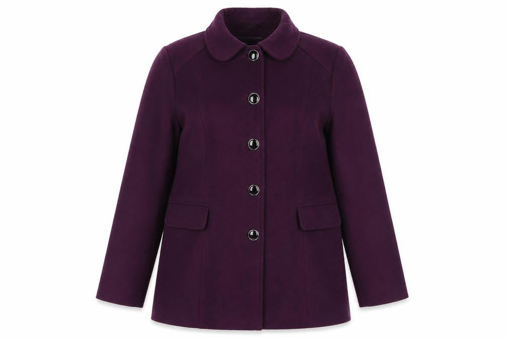 EWM Women’s Purple Size 20 Wool Blend Button Front Overcoat