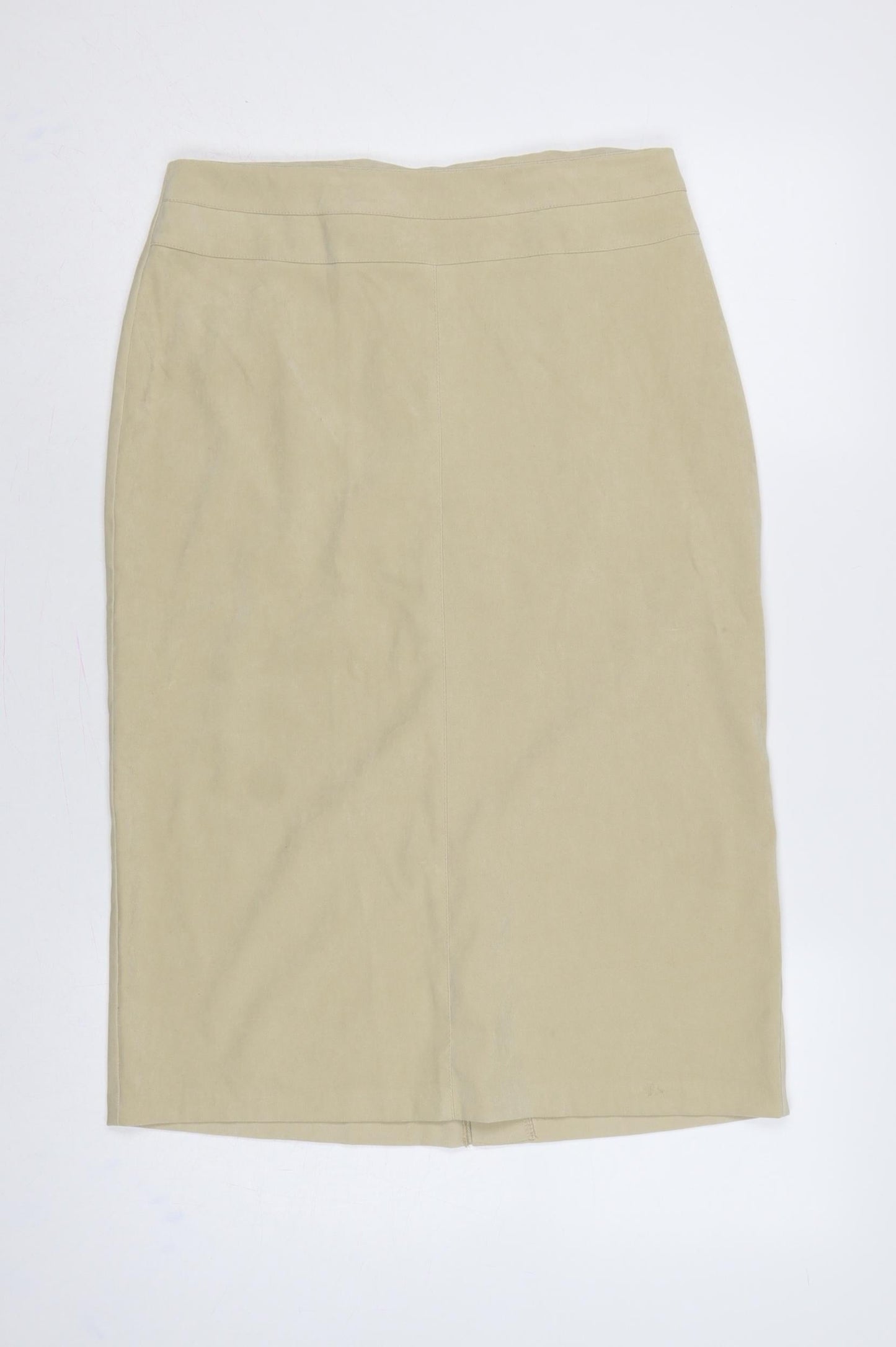 C-M-D Women Beige UK 12 Midi Pencil Skirt Stretch Workwear