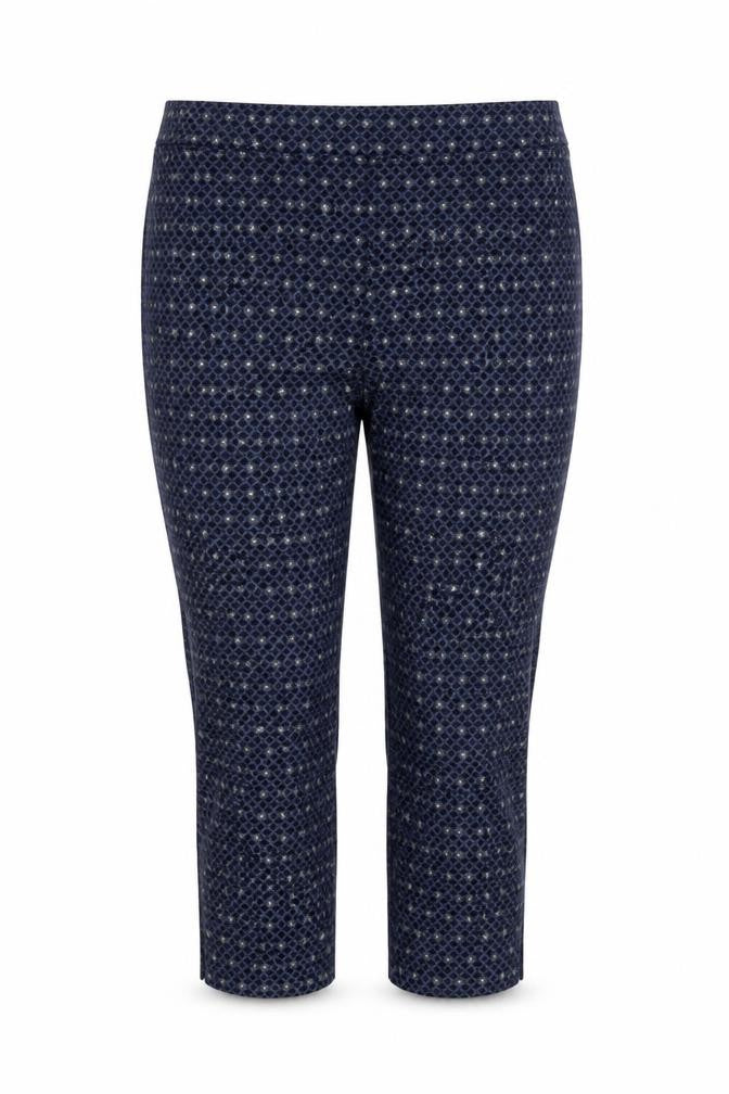 Marks & Spencer Women’s Blue UK 12 Geometric Metallic Stretch Trousers
