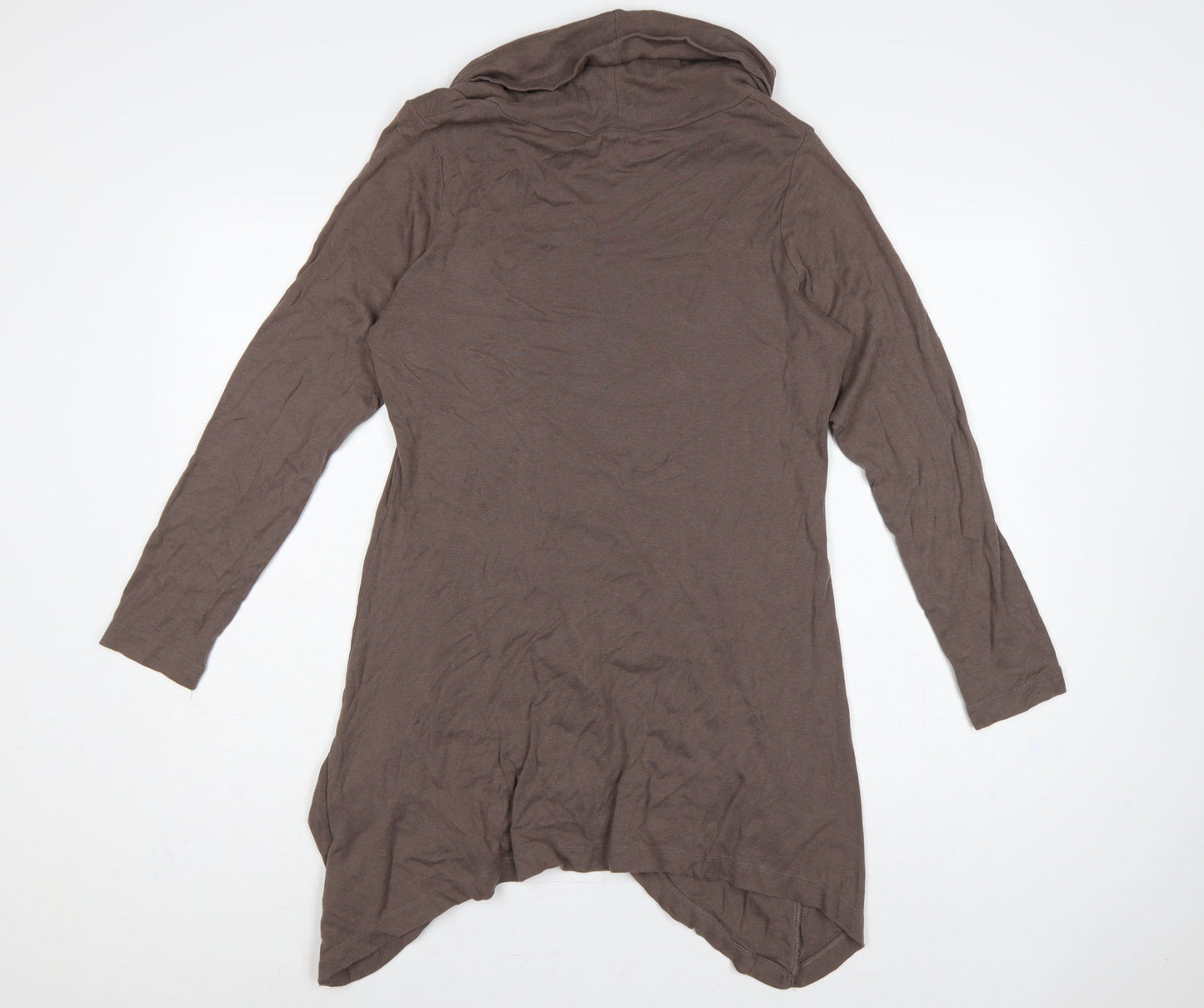 BHS Women’s Brown UK 16 Cowl Neck Long Sleeve Asymmetric Tunic Top