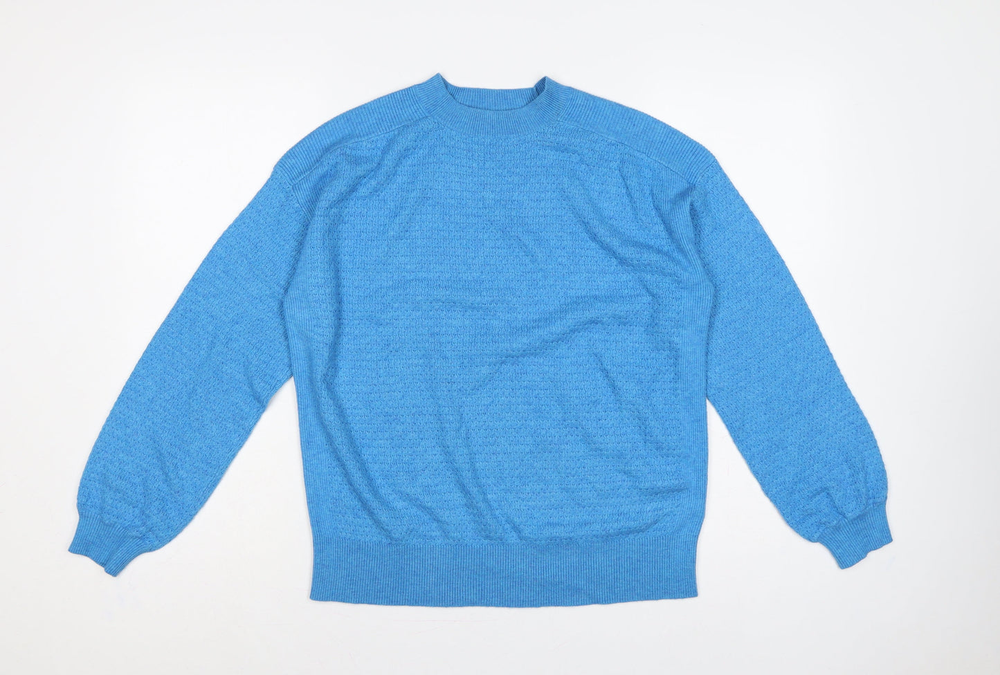 Marks and Spencer Women Blue M Mock Neck Raglan Knit Pullover Jumper