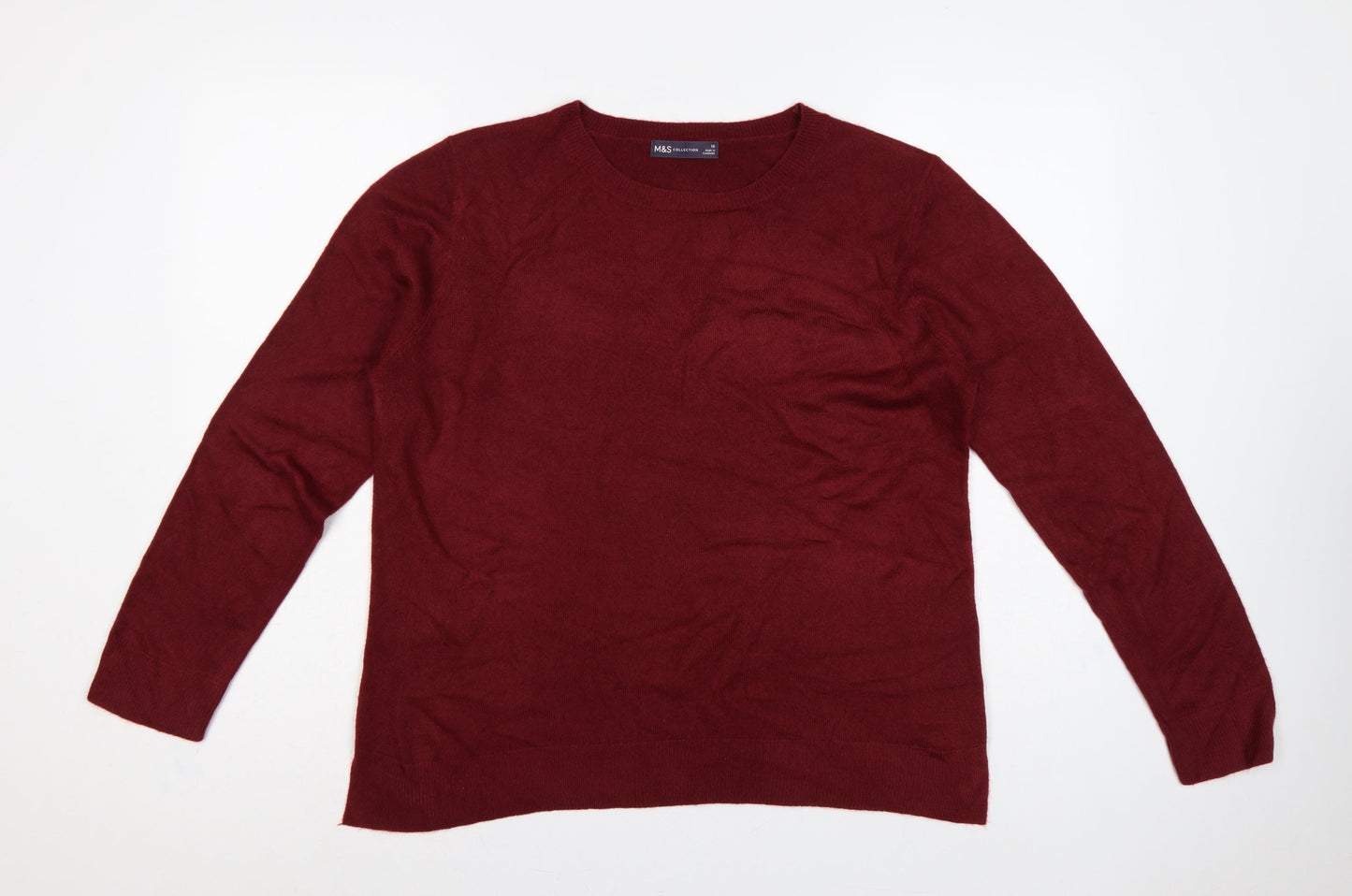 Marks and Spencer Women Red Size 16 Acrylic Crew Neck Pullover Jumper