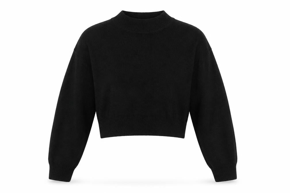 Divided H&M Women’s Black XS Cropped Mock Neck Knit Pullover Jumper