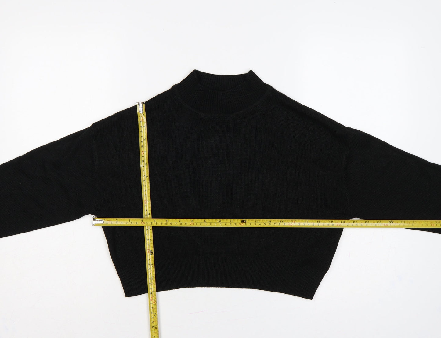 Divided H&M Women’s Black XS Cropped Mock Neck Knit Pullover Jumper