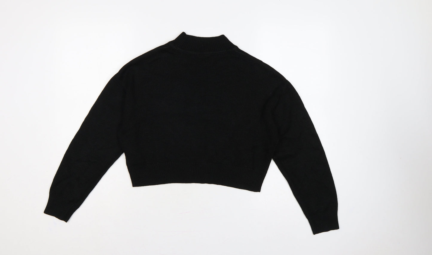 Divided H&M Women’s Black XS Cropped Mock Neck Knit Pullover Jumper