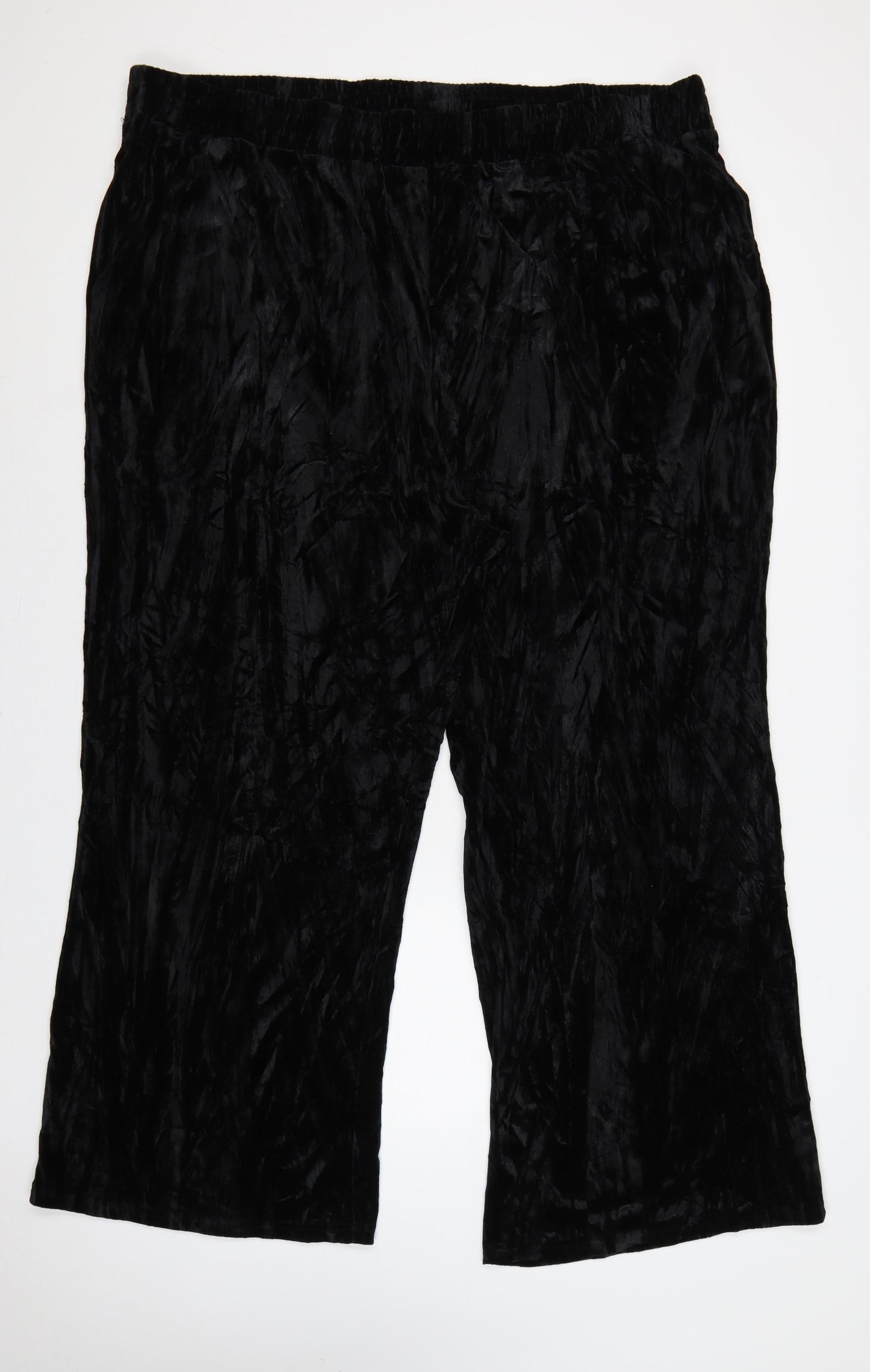 Yours Women’s Black Crushed Velvet Flared Trousers UK 26-28 Plus