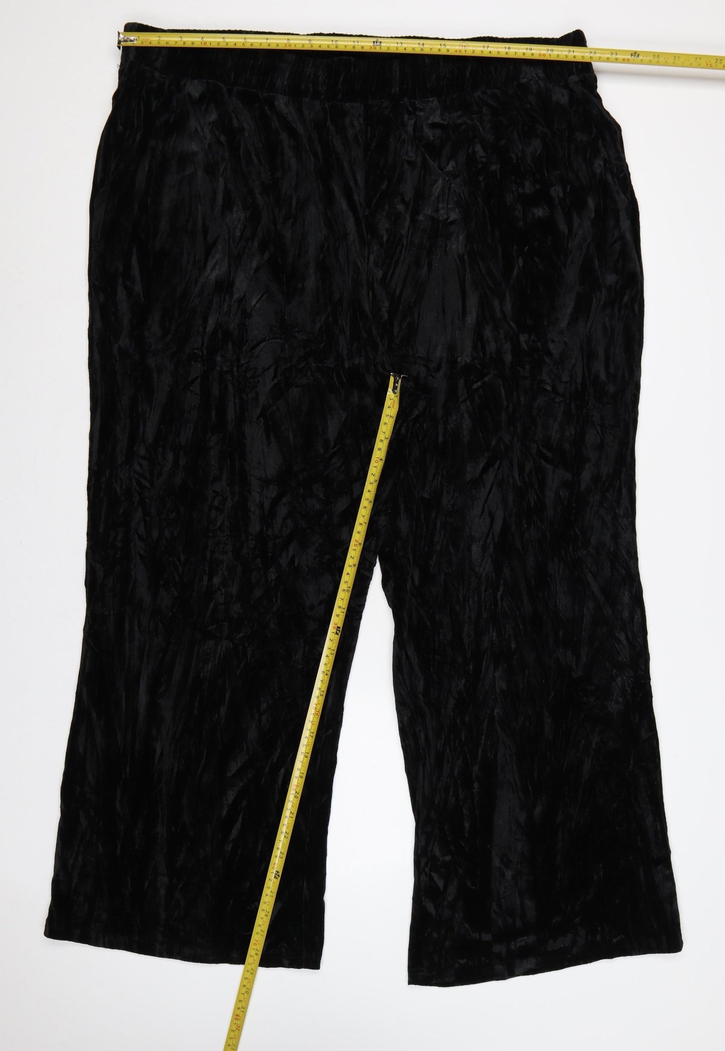 Yours Women’s Black Crushed Velvet Flared Trousers UK 26-28 Plus