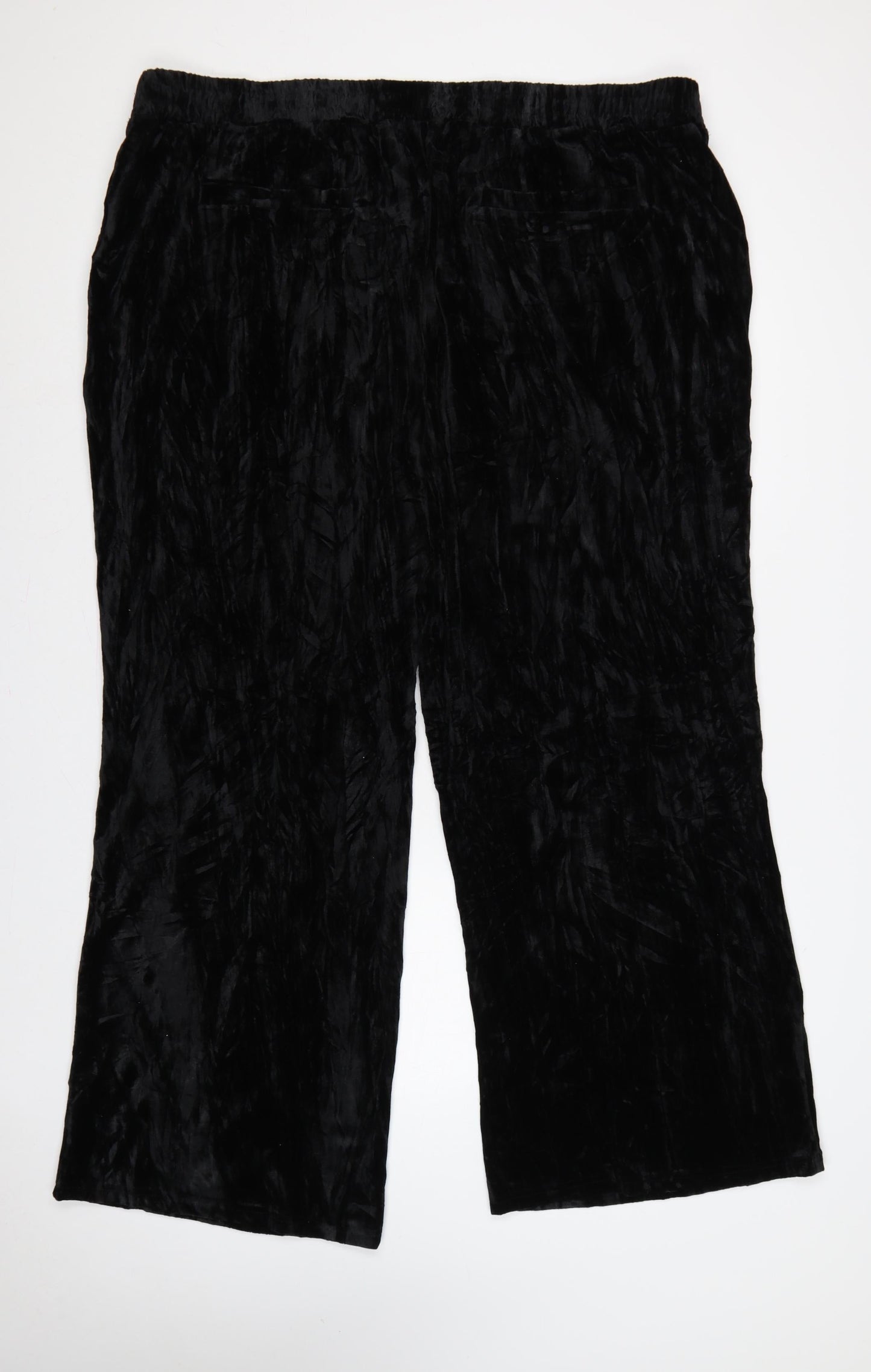 Yours Women’s Black Crushed Velvet Flared Trousers UK 26-28 Plus