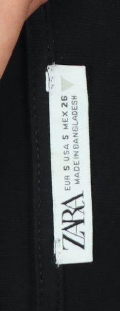 Zara Women Black Size S UK 8 Bodycon Knee Length Sleeveless Cotton Dress
