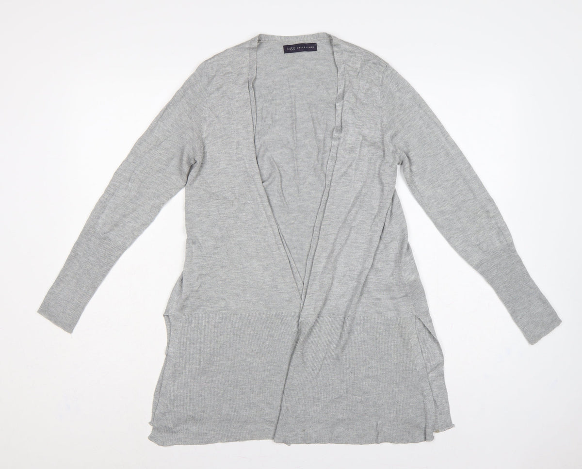 Marks & Spencer Women Grey S Open Knit Longline Cardigan