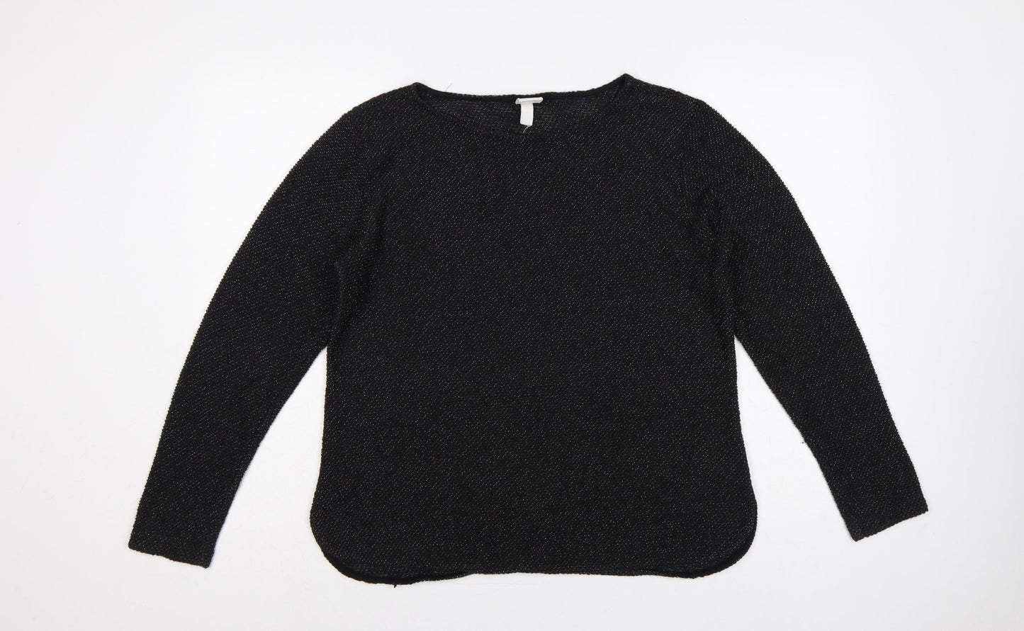 H&M Women’s Black Size 12 Round Neck Long Sleeve Knit Pullover Jumper