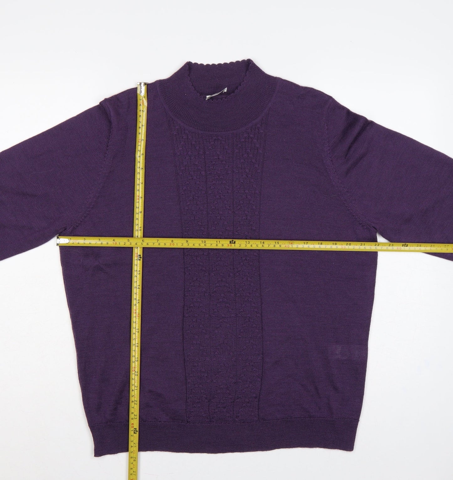 Eastex Women Purple UK 20 Cowl Neck Ramie Knit Jumper