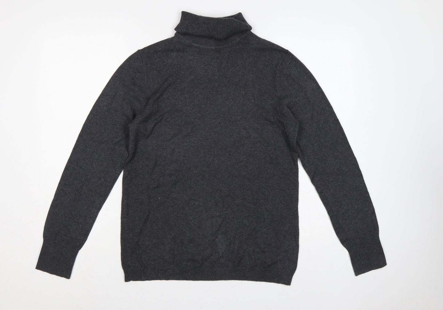 Gap Women Grey L Roll Neck Cotton Blend Knit Pullover Jumper