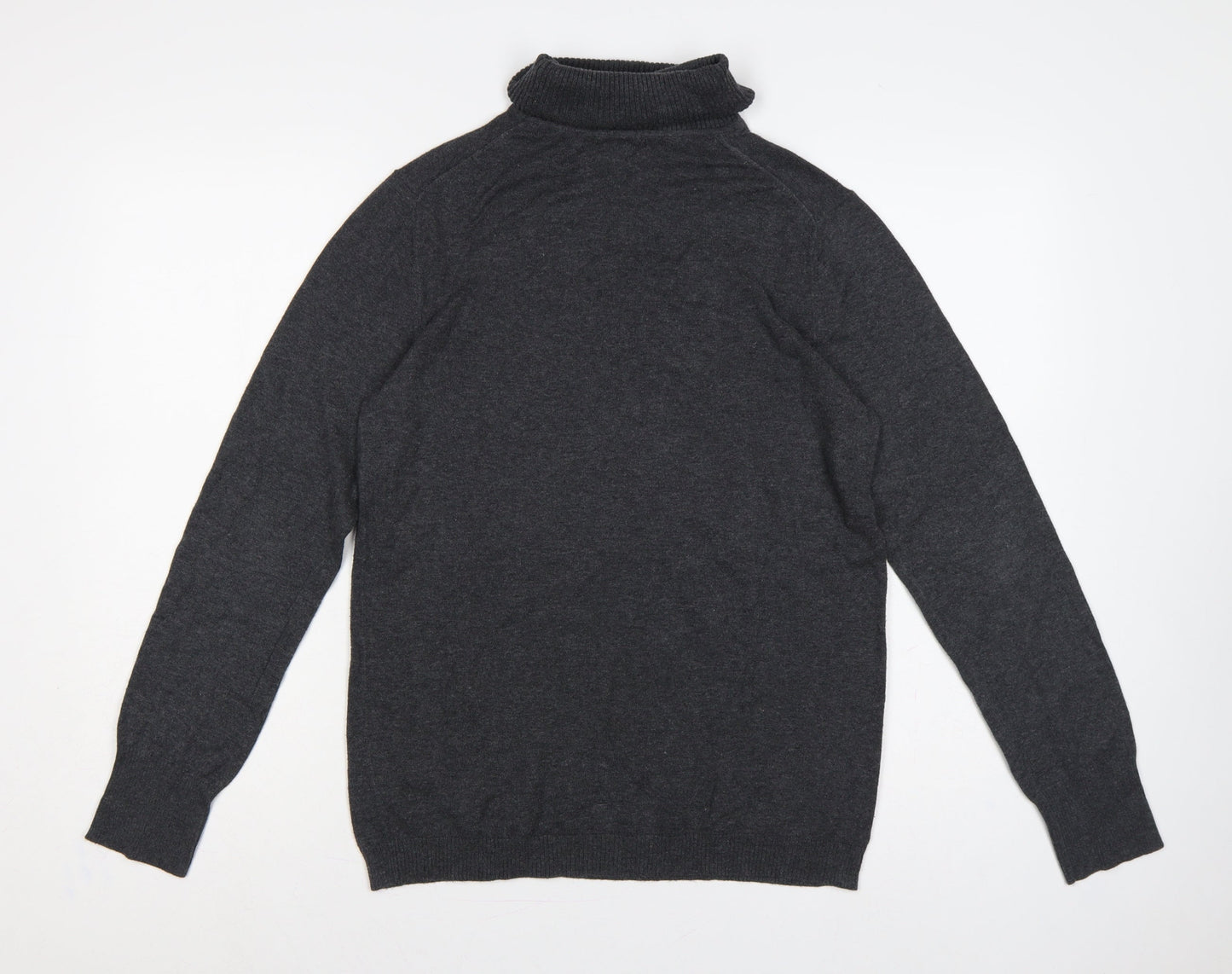 Gap Women Grey L Roll Neck Cotton Blend Knit Pullover Jumper