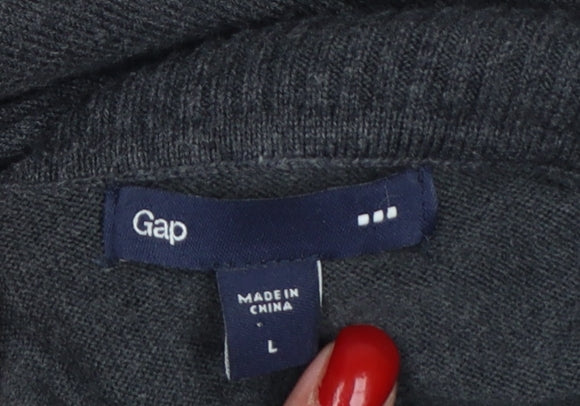 Gap Women Grey L Roll Neck Cotton Blend Knit Pullover Jumper