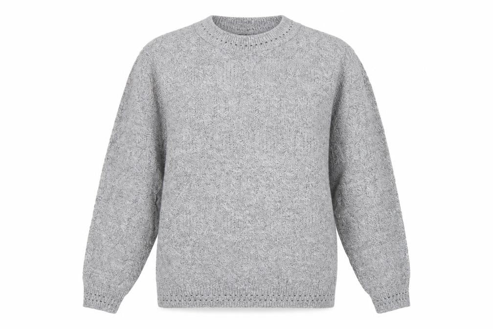 Perry Gold London Women’s Grey M Cable Knit Crew Neck Jumper