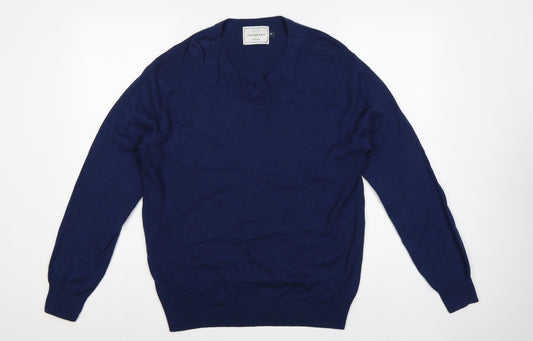 John Lewis Men’s Blue Cotton Rich V-Neck Pullover Jumper M