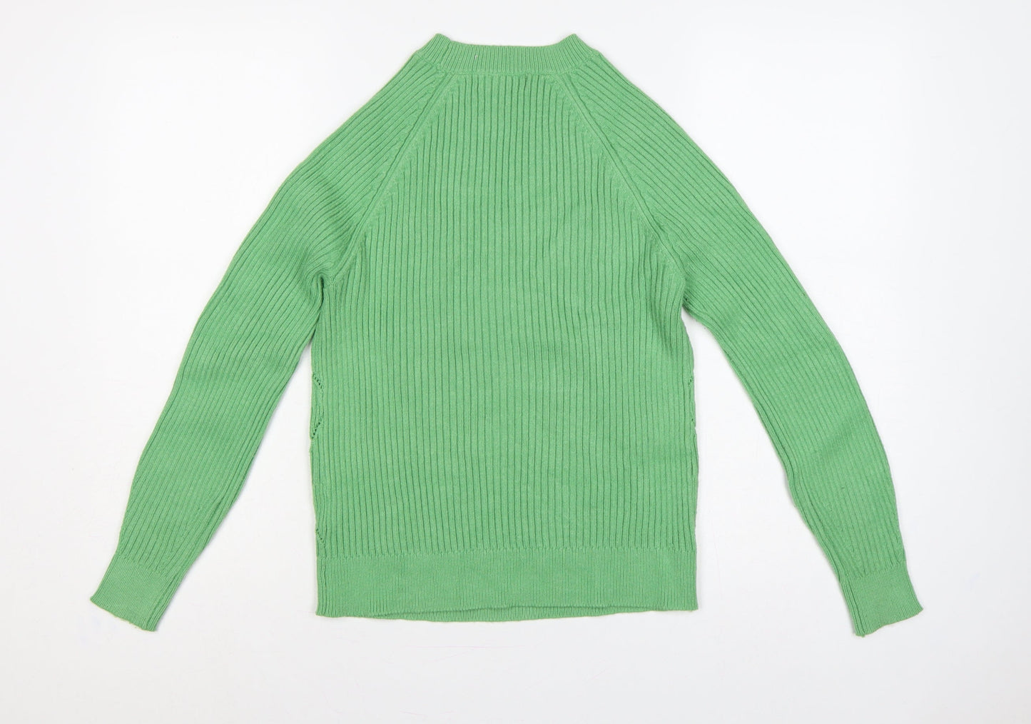 Marks and Spencer Women Green S Argyle Rib Knit Crew Neck Jumper