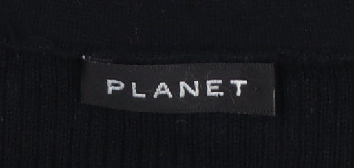 Planet Women Black M Rib Knit Tie Front Wrap Cardigan Long Sleeve