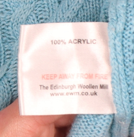ISLE Women Blue Size 10 Cable Knit Round Neck Pullover Jumper