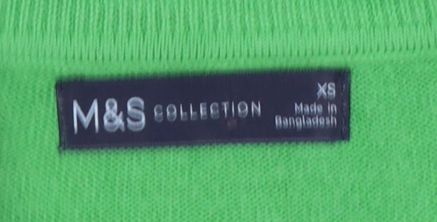 Marks & Spencer Women Green XS V-Neck Lightweight Knit Jumper