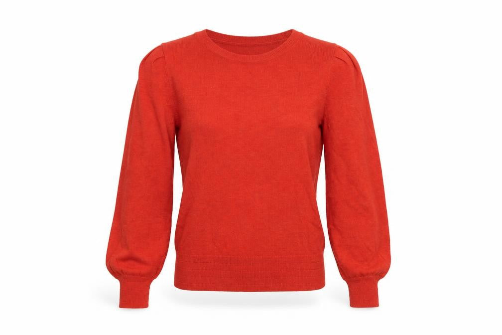 Next Women’s Orange S Fine Knit Balloon Sleeve Crew Neck Jumper