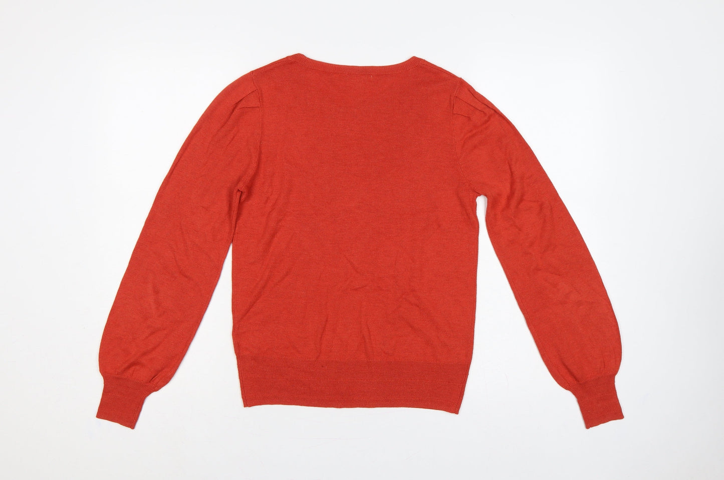Next Women’s Orange S Fine Knit Balloon Sleeve Crew Neck Jumper