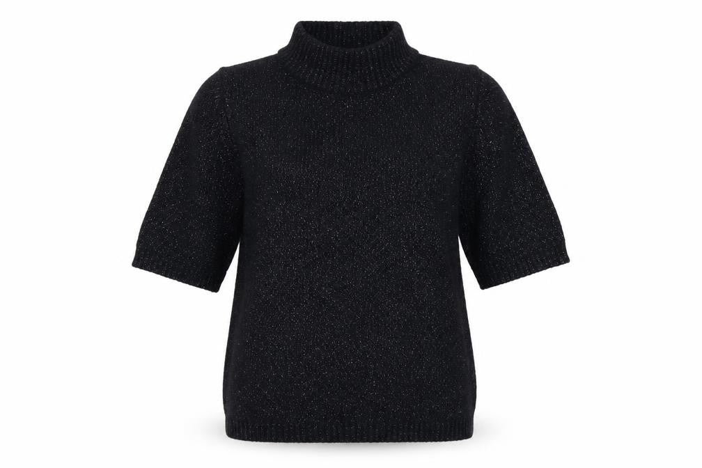 Marks & Spencer Women Black XS Metallic Knit High Neck Jumper