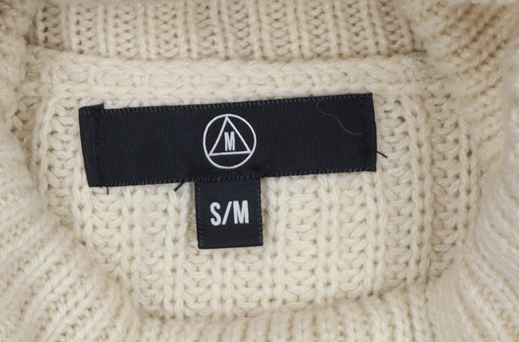 Missguided Women Ivory UK 8 Roll Neck Chunky Knit Cropped Jumper