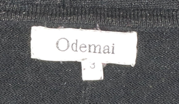 Odemai Women Black L V-Neck Lurex Knit Pullover Jumper