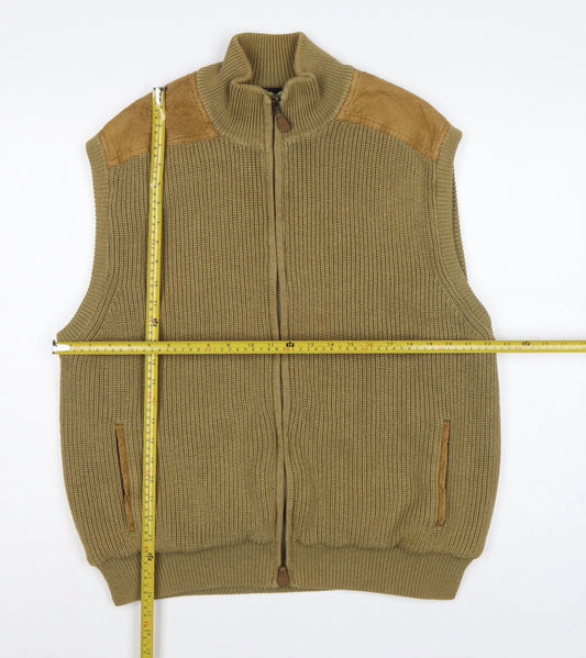 Orvis Men’s Beige XL Full Zip Cotton Knit Outdoor Vest