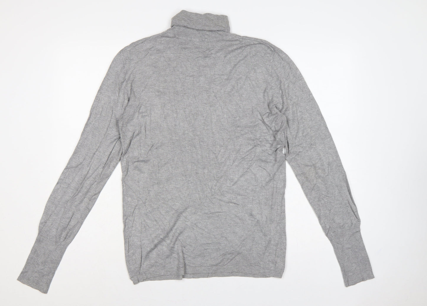 Zara Women Grey XL Roll Neck Long Sleeve Knit Pullover Jumper