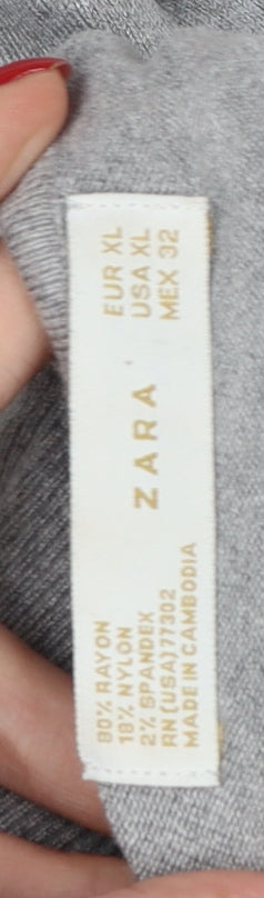 Zara Women Grey XL Roll Neck Long Sleeve Knit Pullover Jumper