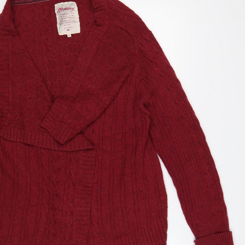 Mantary Women’s Red Size 16 Cable Knit Open V-Neck Cardigan
