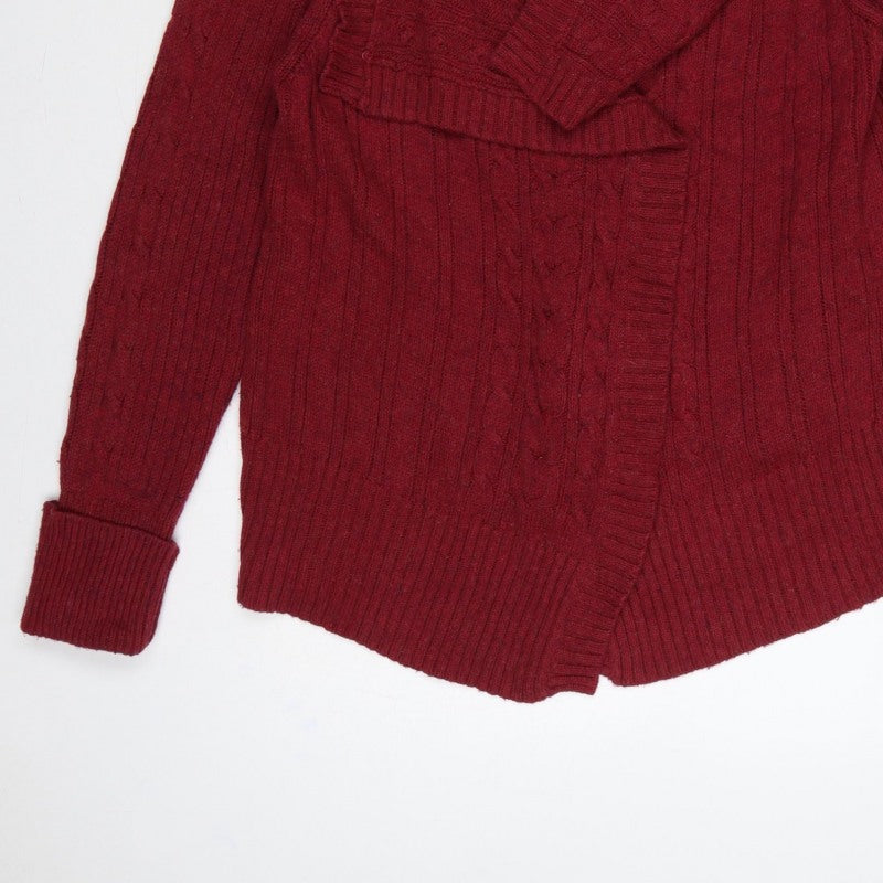 Mantary Women’s Red Size 16 Cable Knit Open V-Neck Cardigan