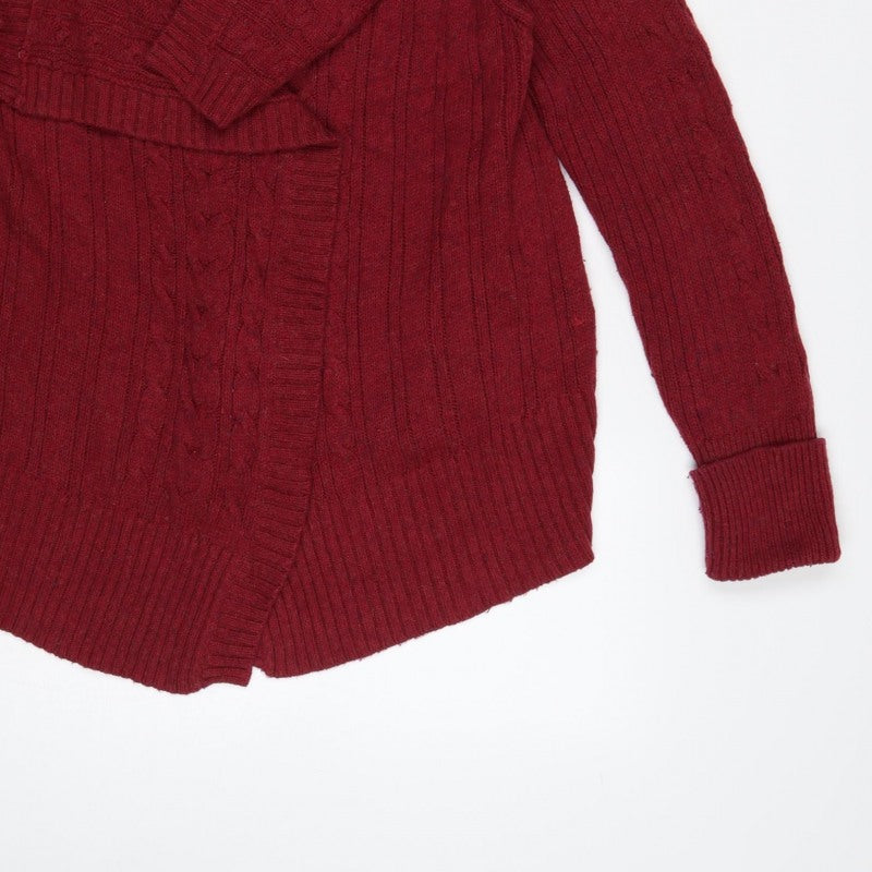 Mantary Women’s Red Size 16 Cable Knit Open V-Neck Cardigan