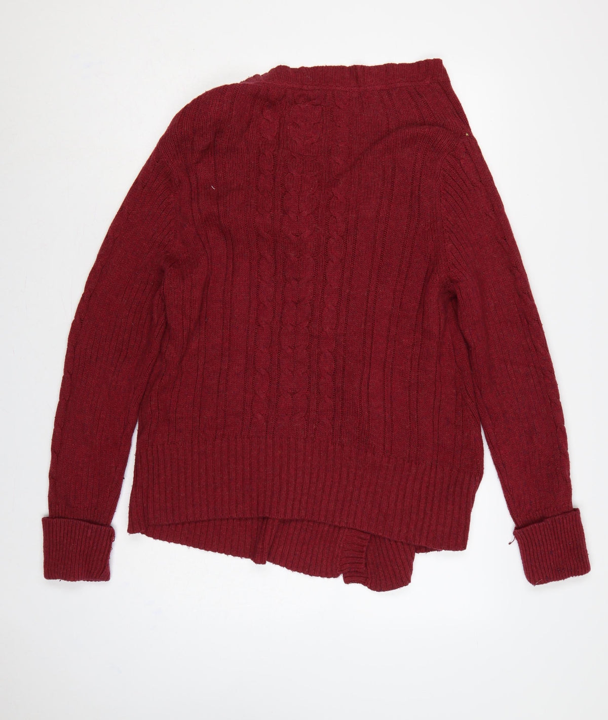 Mantary Women’s Red Size 16 Cable Knit Open V-Neck Cardigan