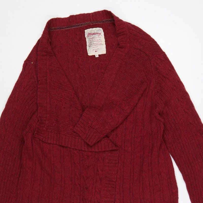 Mantary Women’s Red Size 16 Cable Knit Open V-Neck Cardigan
