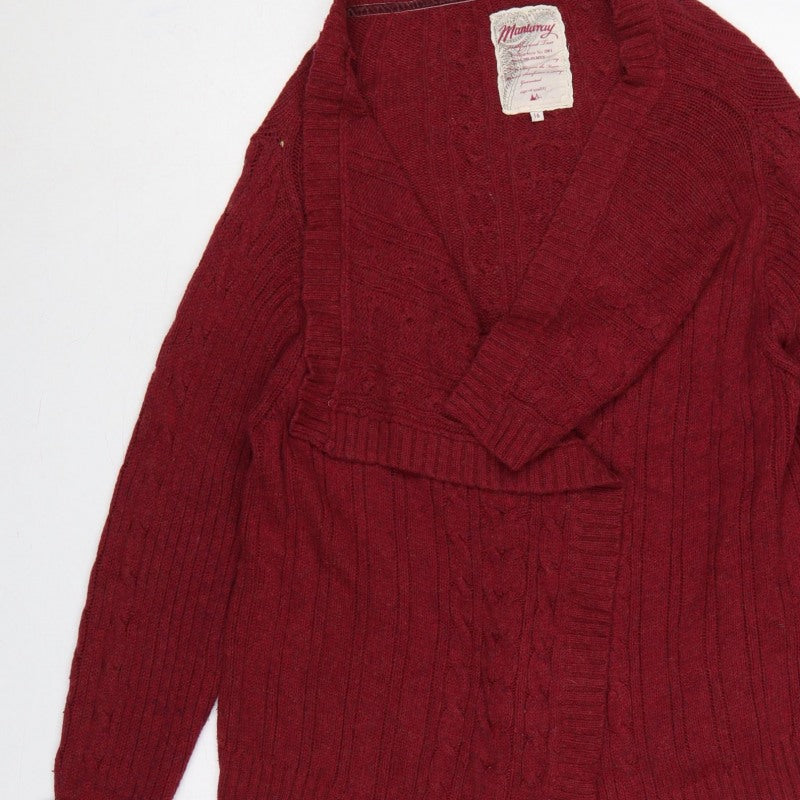 Mantary Women’s Red Size 16 Cable Knit Open V-Neck Cardigan
