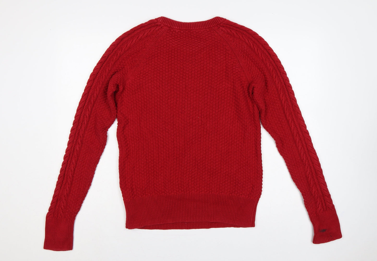 GAP Women Red M Tall Cable-Knit Cotton Crew Neck Jumper