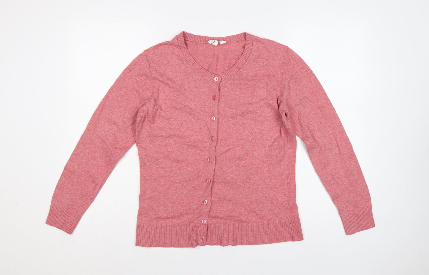 GAP Women’s Pink L Button Front Round Neck Knit Cardigan