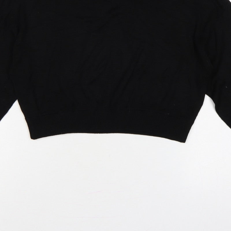 H&M Divided Women’s Black S Cropped Balloon Sleeve Knit Pullover Jumper