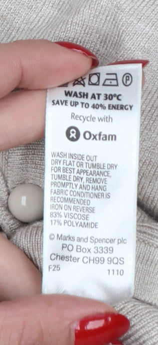 Marks and Spencer Women Beige Size 20 Button Knit Cardigan
