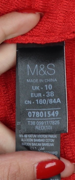 Marks and Spencer Women Red Size 10 Round Neck Zip Shoulder Jumper